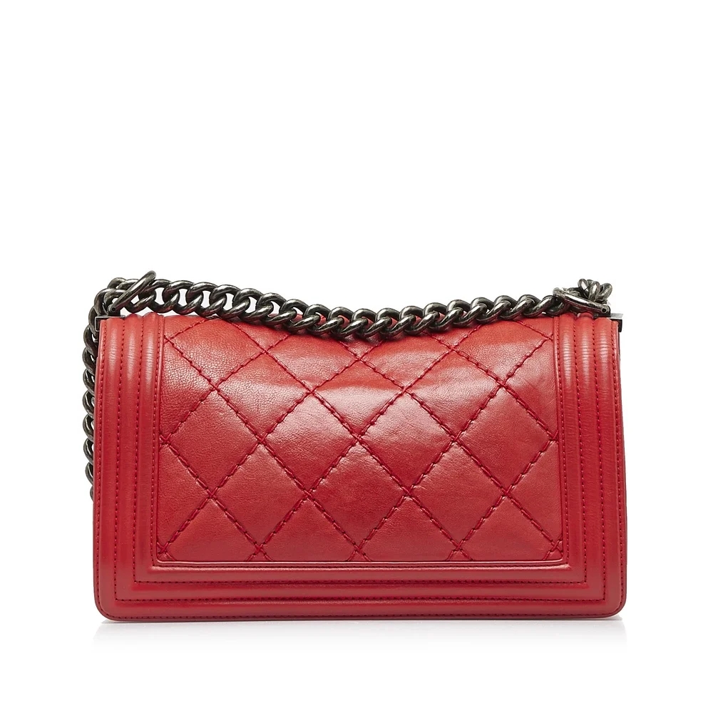 Pre-Loved Chanel Old Medium Calfskin Double Stitch Boy Flap